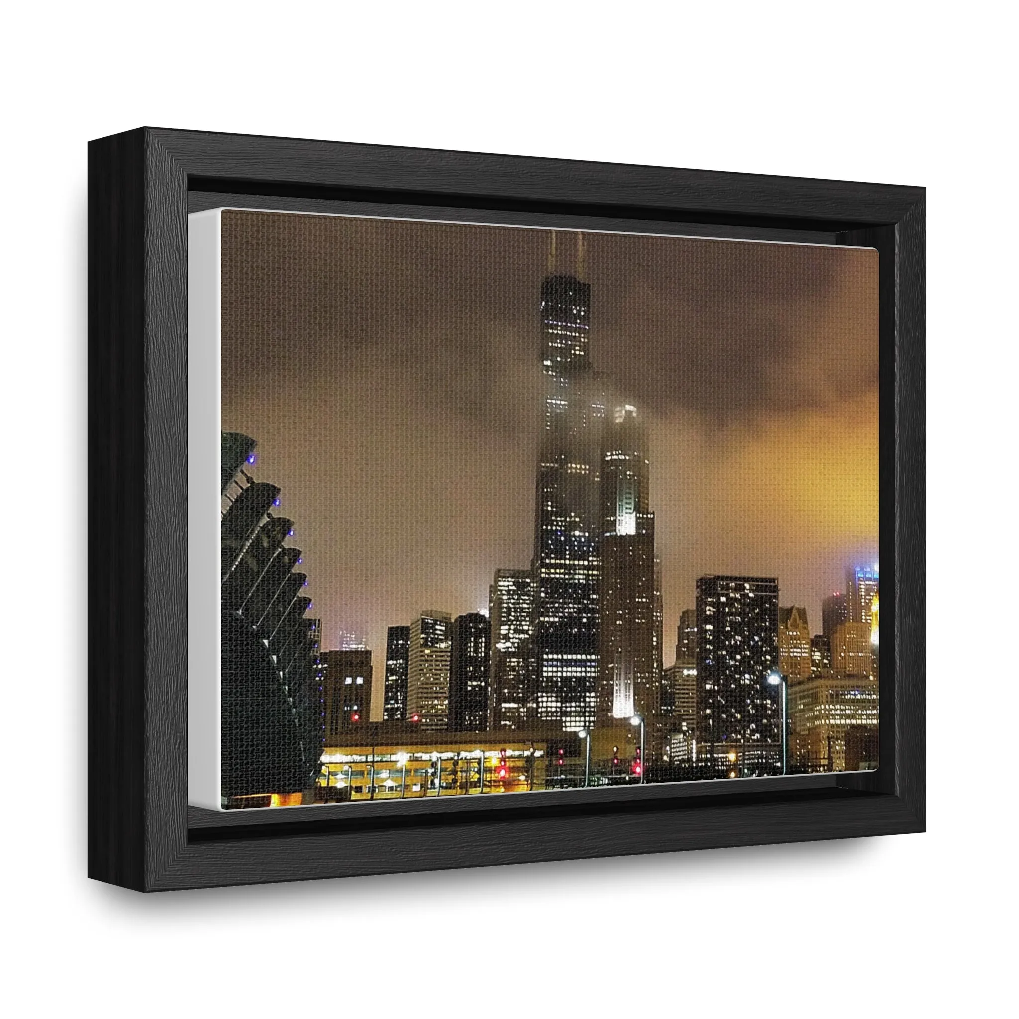 Cloudy Dusk Chicago Skyline on Canvas