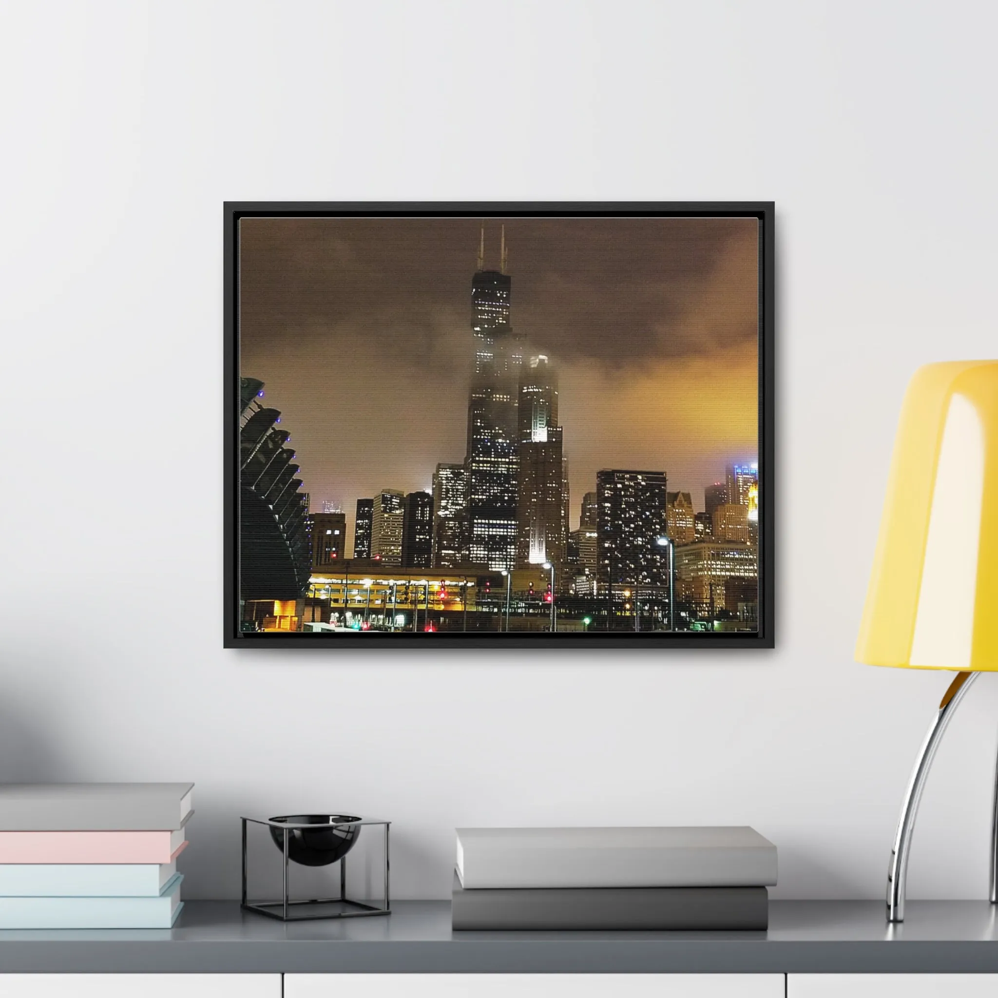 Cloudy Dusk Chicago Skyline on Canvas