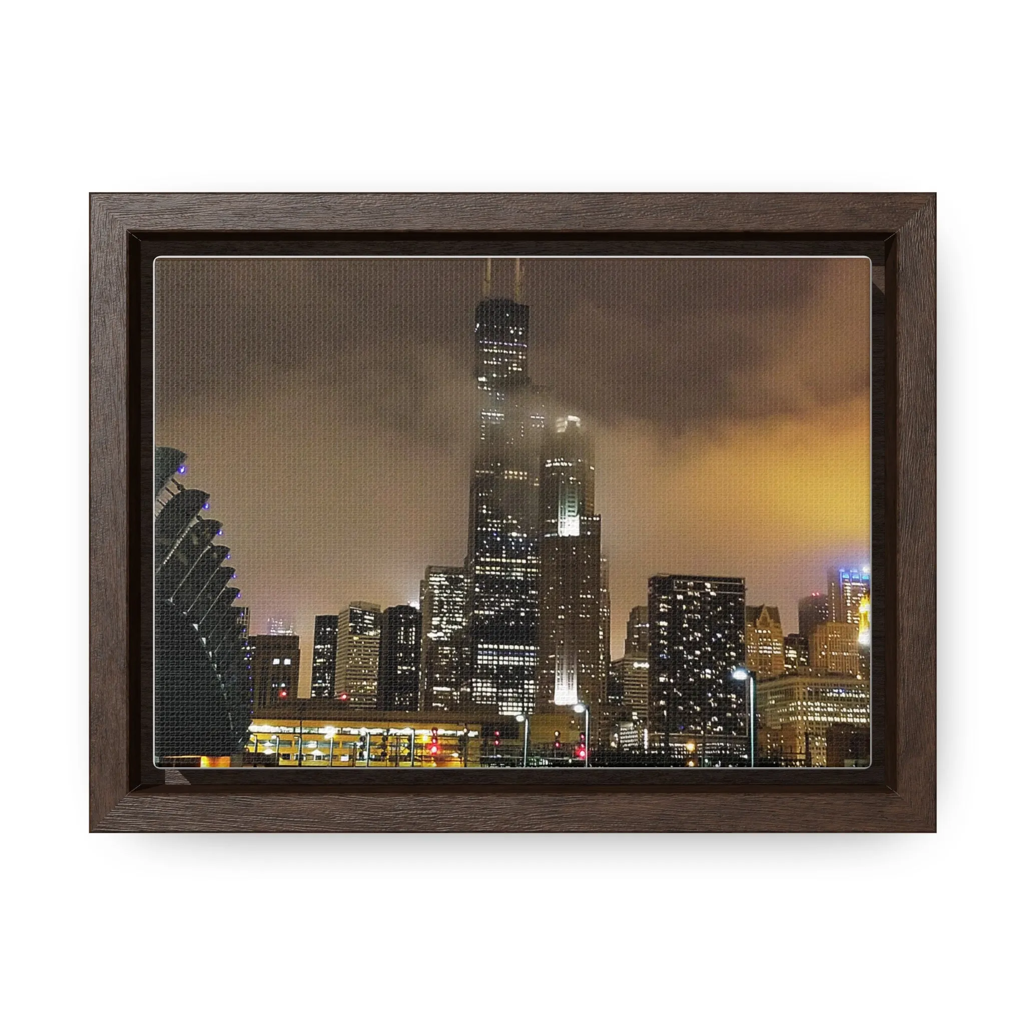Cloudy Dusk Chicago Skyline on Canvas