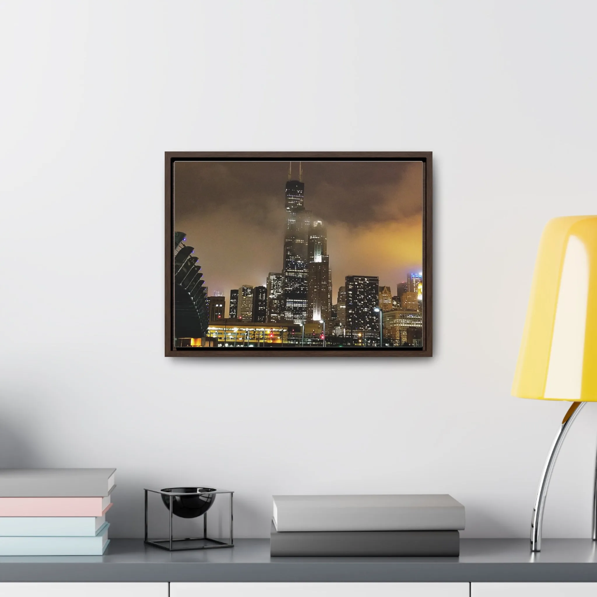 Cloudy Dusk Chicago Skyline on Canvas