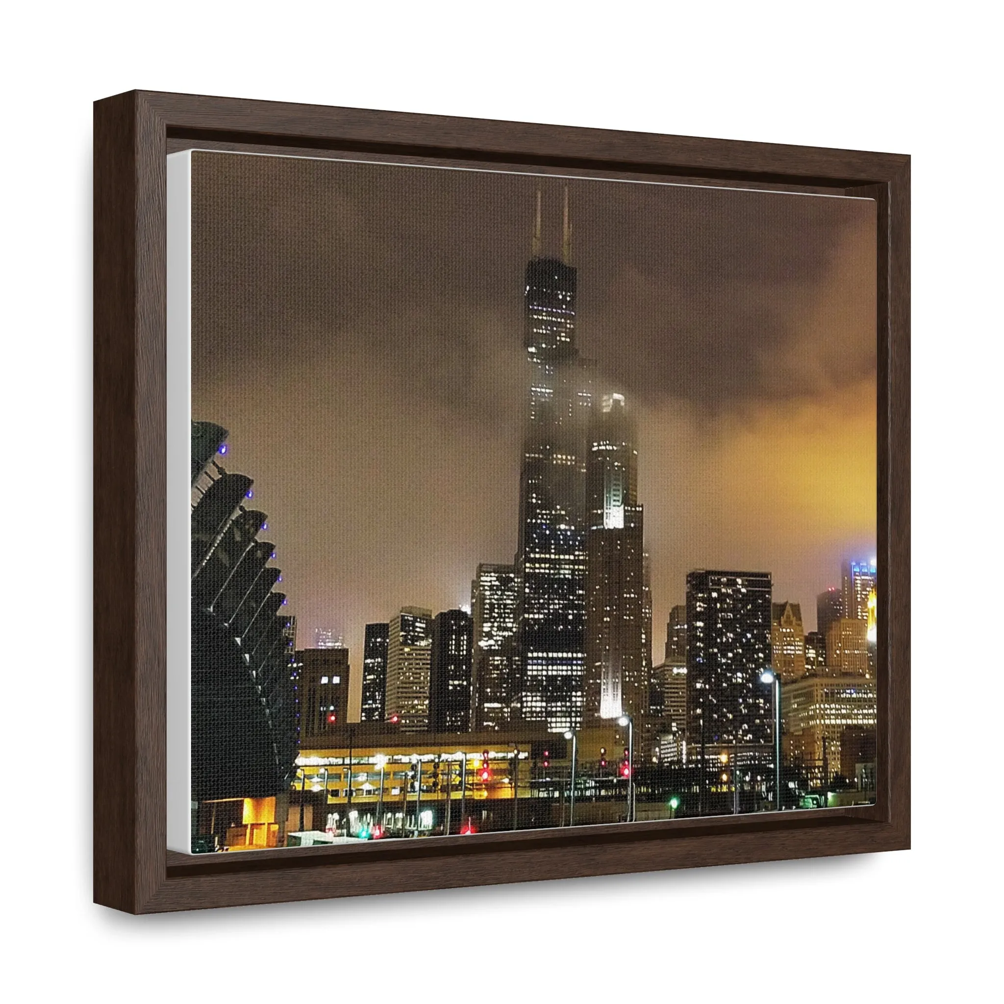 Cloudy Dusk Chicago Skyline on Canvas