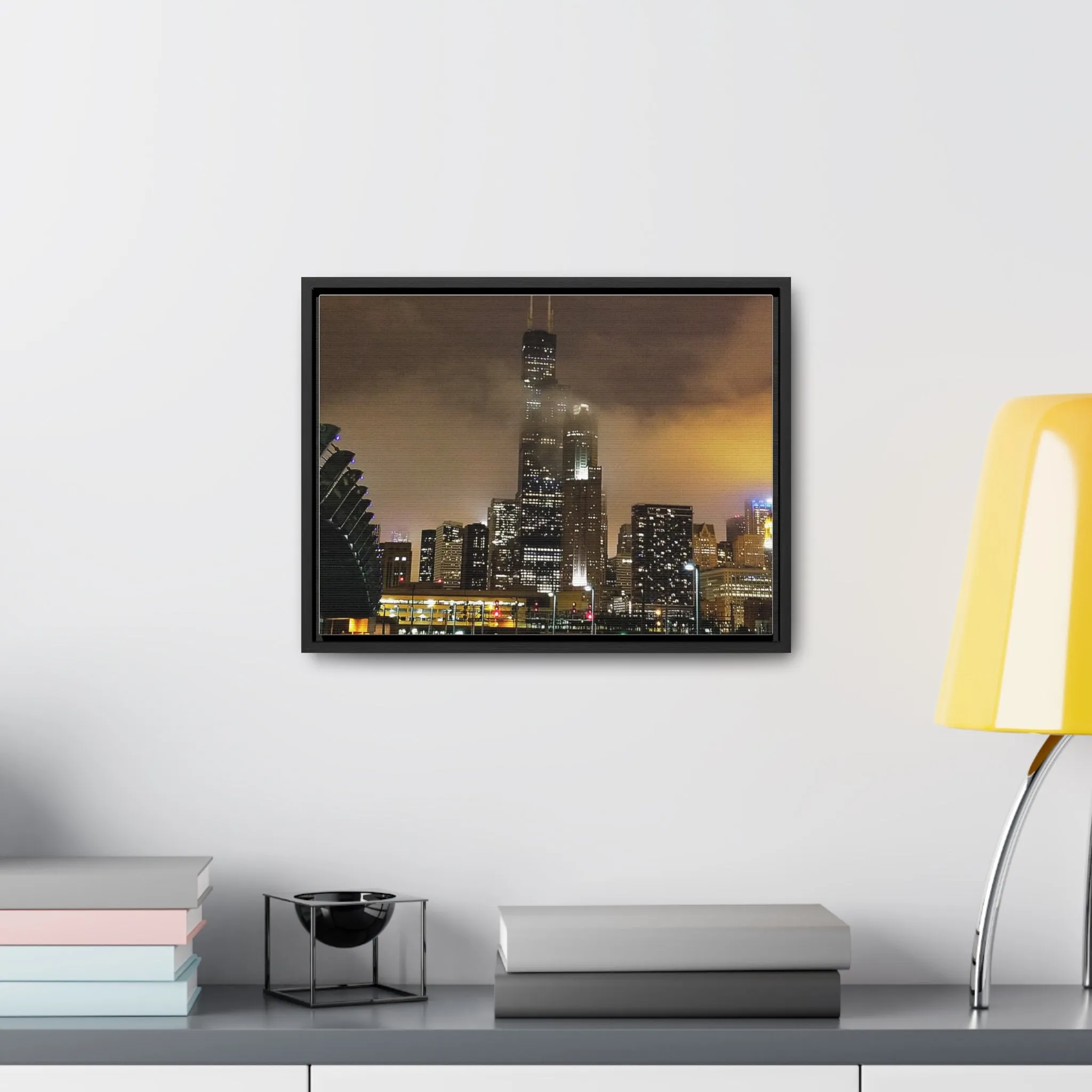 Cloudy Dusk Chicago Skyline on Canvas