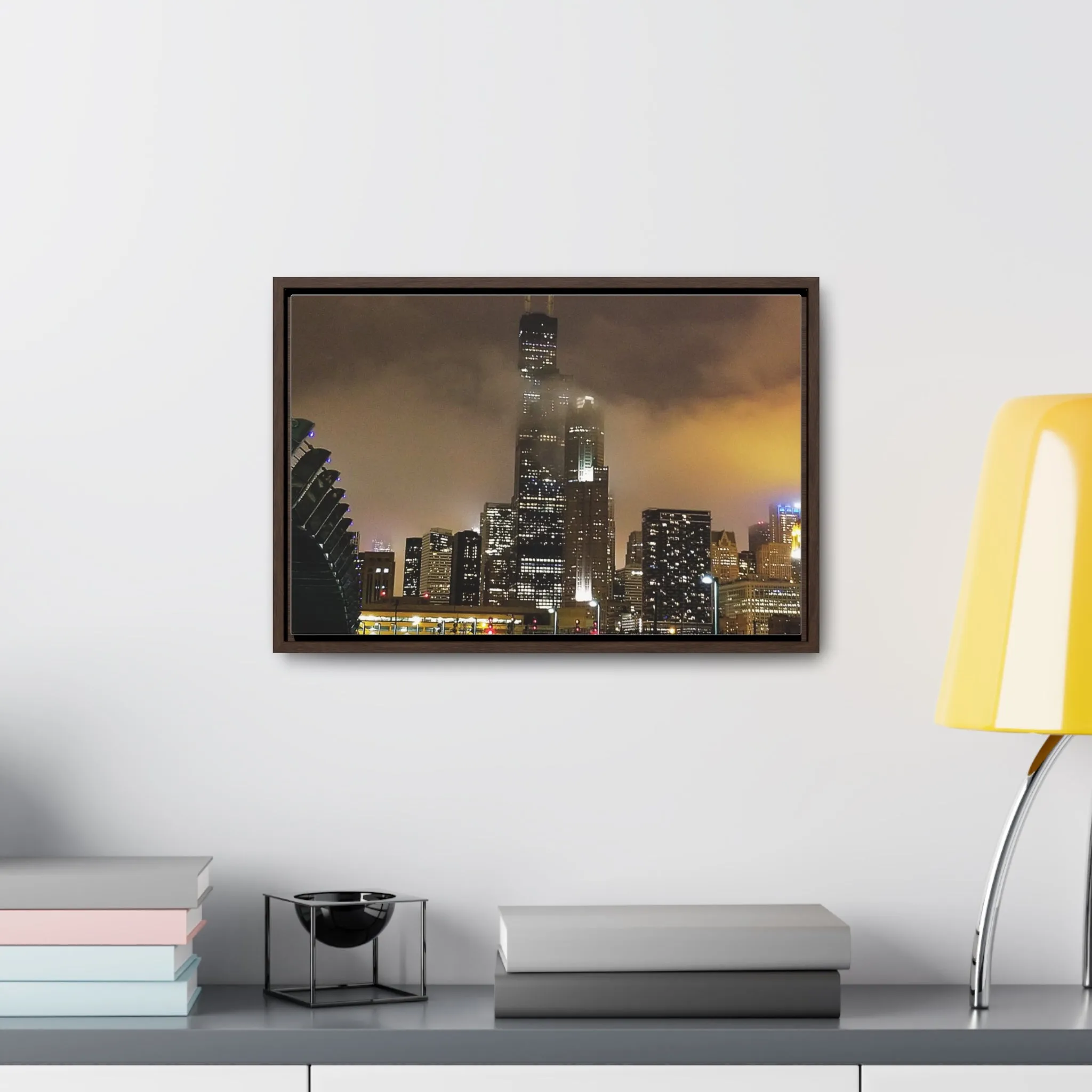 Cloudy Dusk Chicago Skyline on Canvas