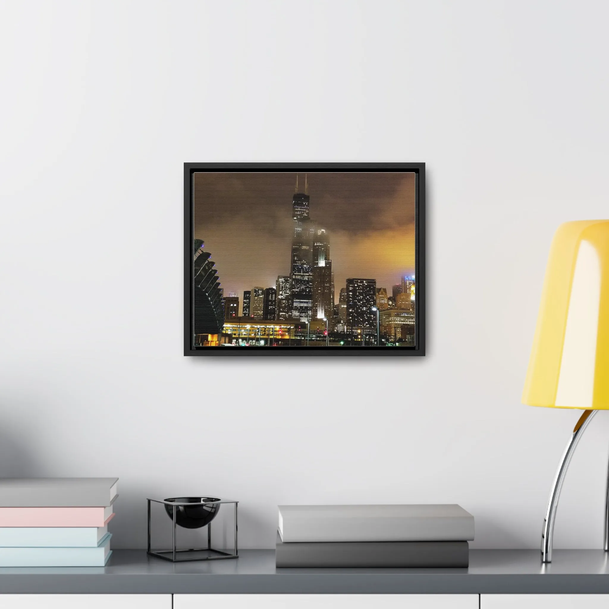 Cloudy Dusk Chicago Skyline on Canvas