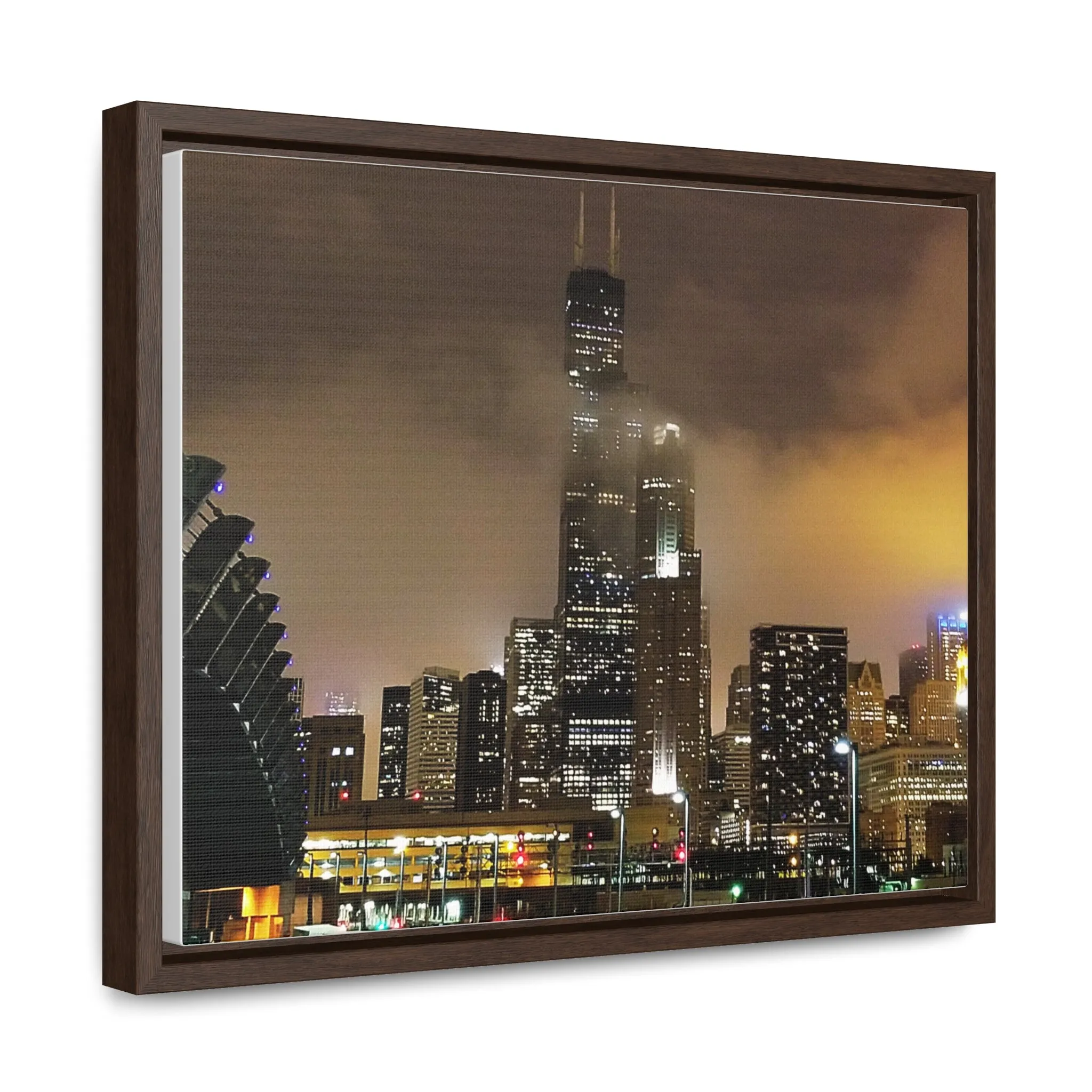 Cloudy Dusk Chicago Skyline on Canvas