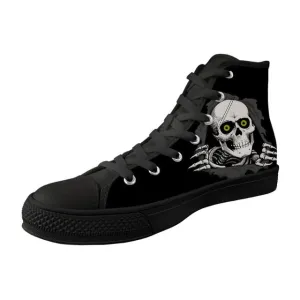 Cool Skull Classic High Top Canvas Sneakers In Black/White