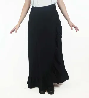 Country Road black 100% silk wrap maxi skirt size 10