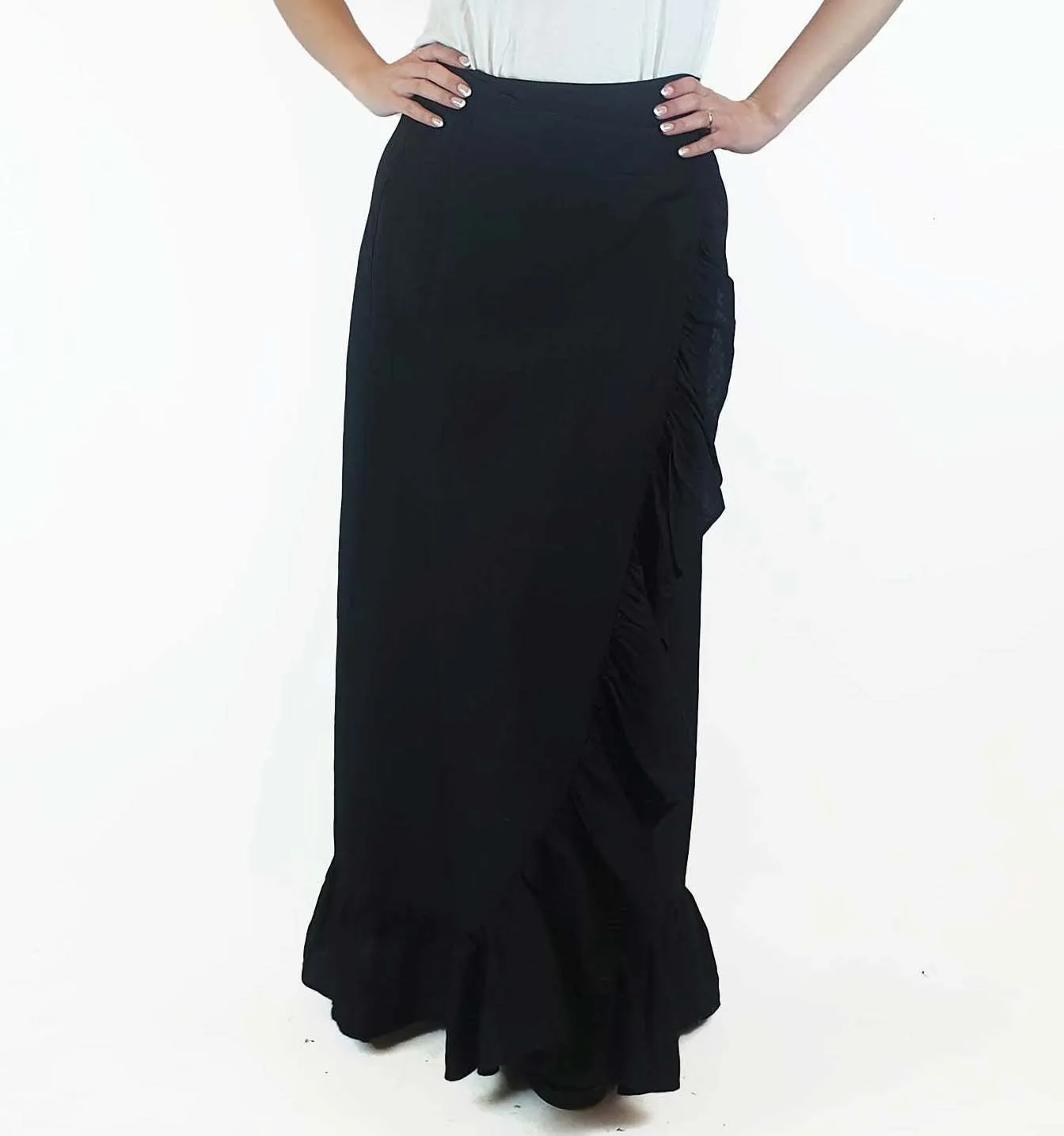 Country Road black 100% silk wrap maxi skirt size 10