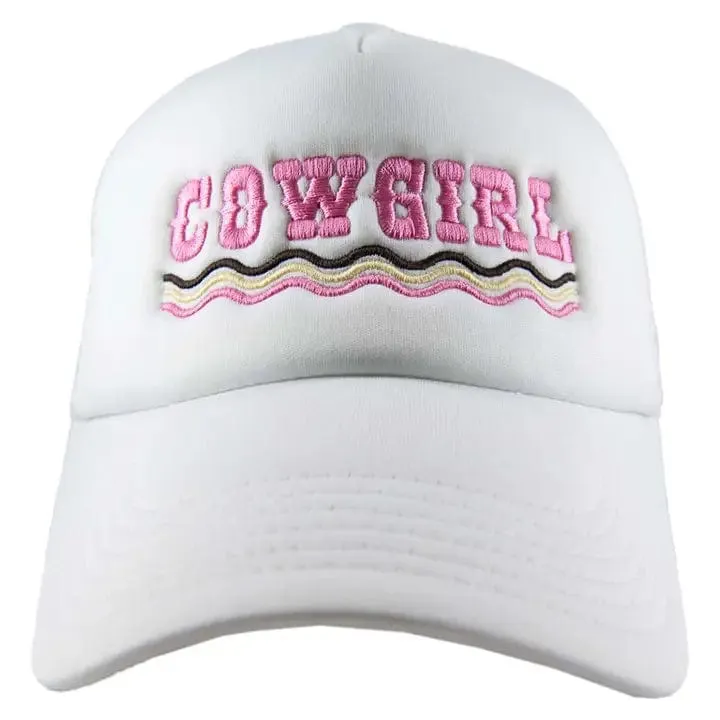 Cowgirl Western Trucker Hat In White