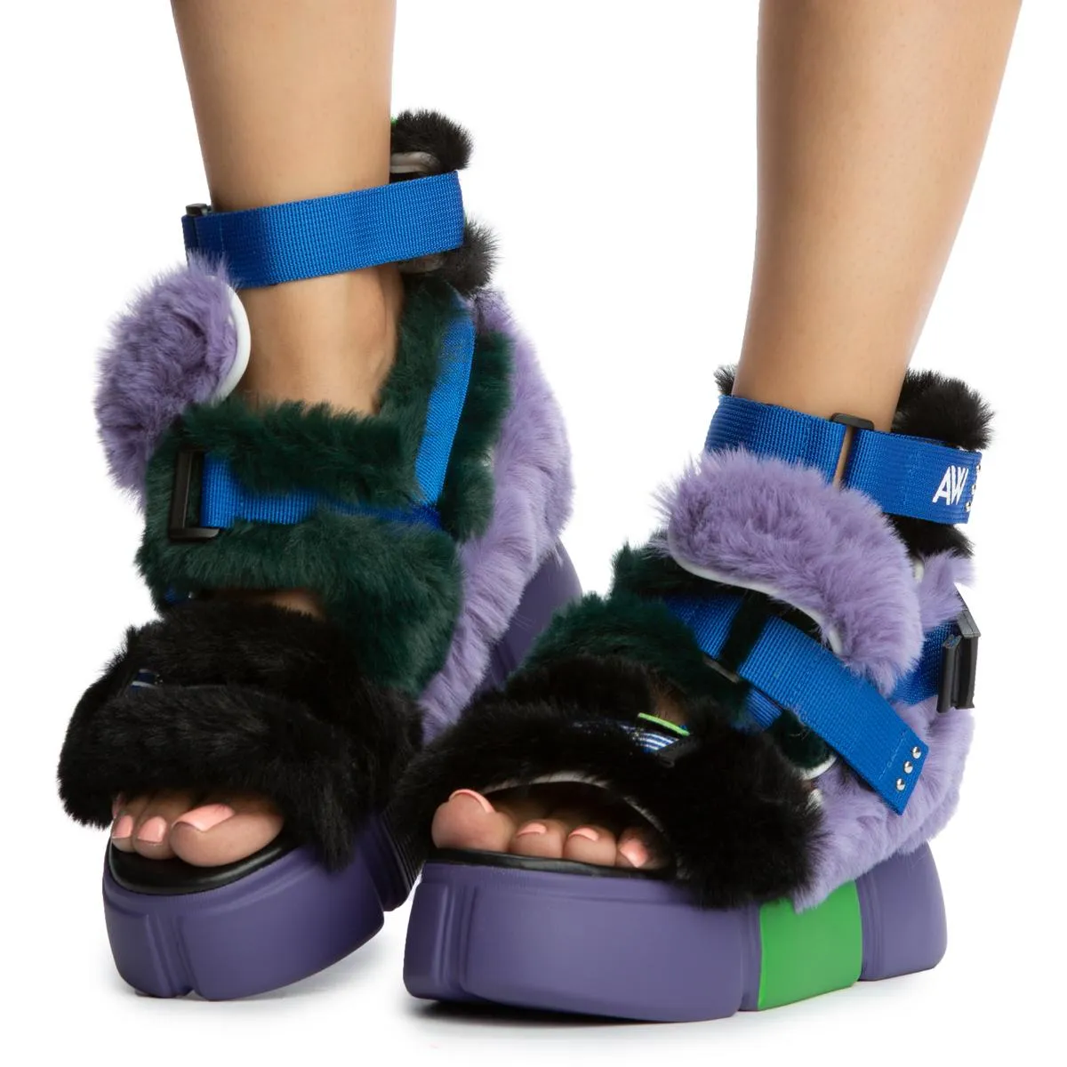 Cranberry-14 Fur Platform Sandals