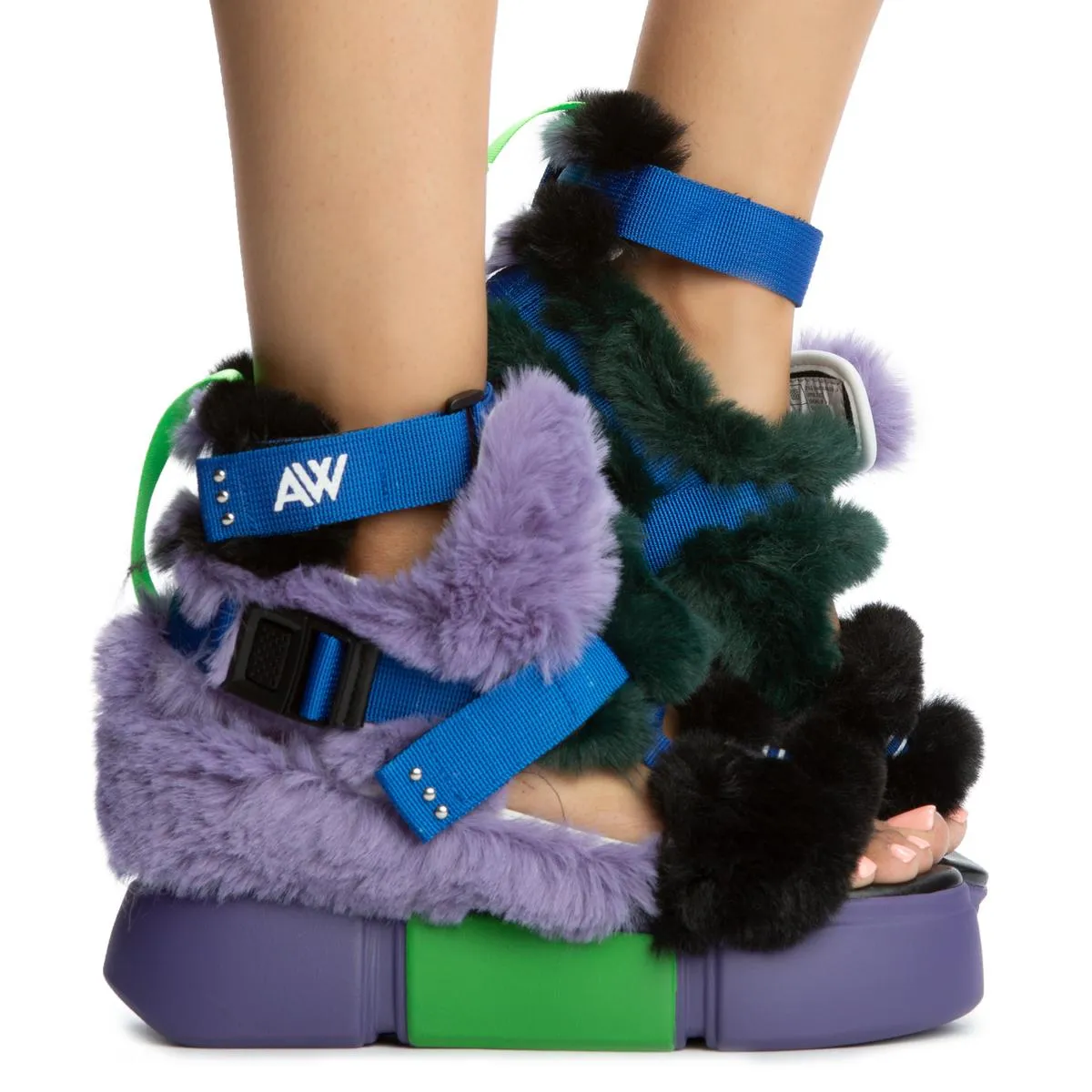 Cranberry-14 Fur Platform Sandals