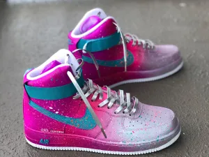 Custom Silver and Pink Hightop Af1