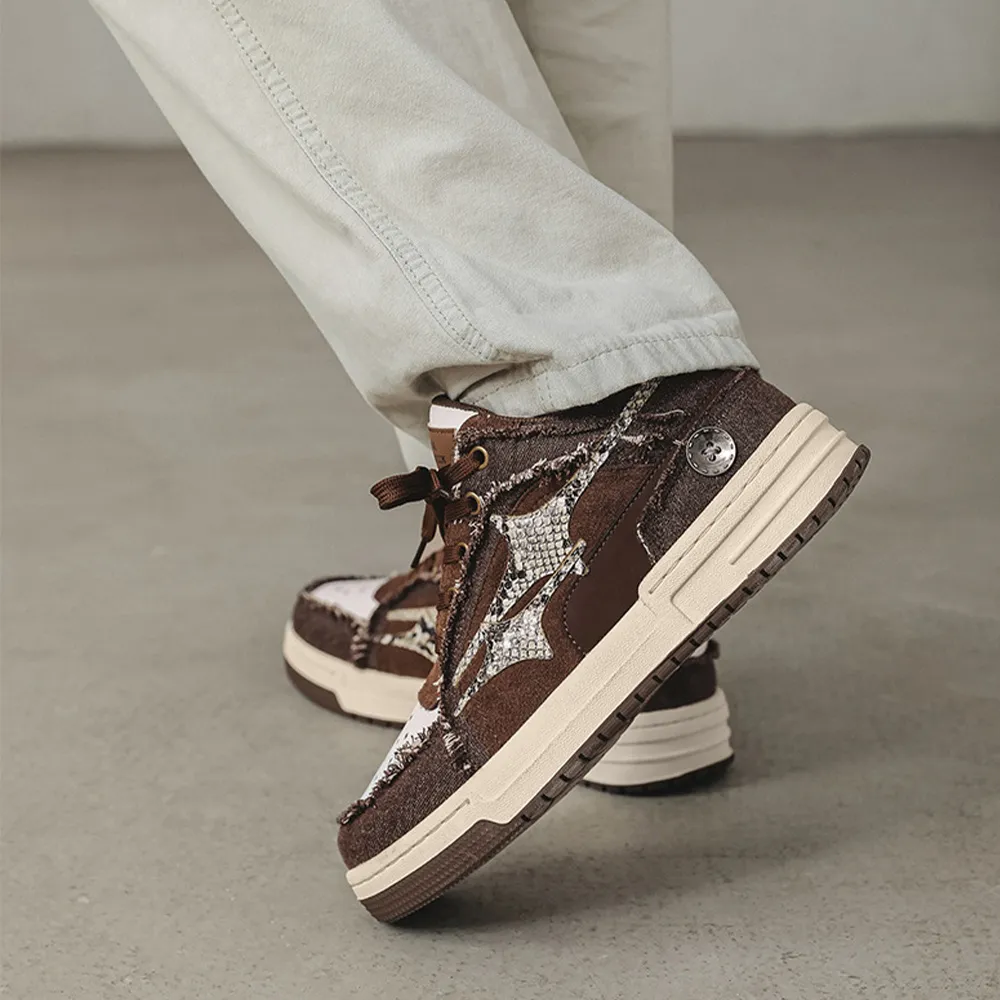 Cyber Envoy | Retro Stellar Denim Distressed Sneaker