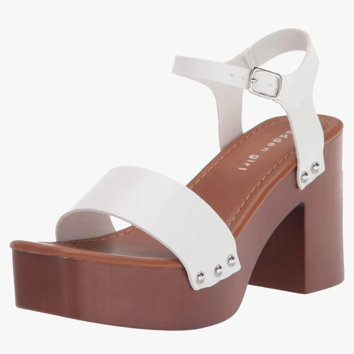 DANII Women's Block Heel Wooden Platform Sandals