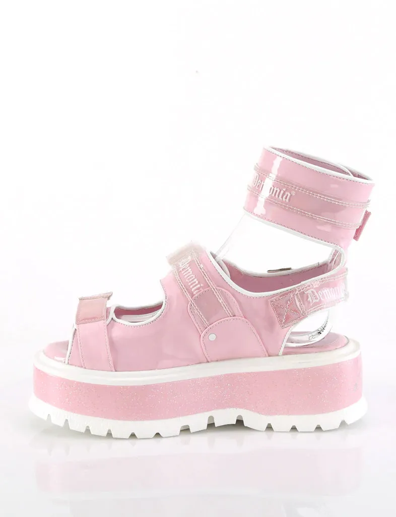 DEMONIA SLACKER-15B - PINK HOLO PATENT ✰ PRE ORDER ✰