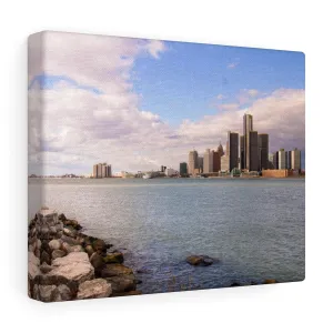 Detroit River View Daytime Premium Wall Canvas