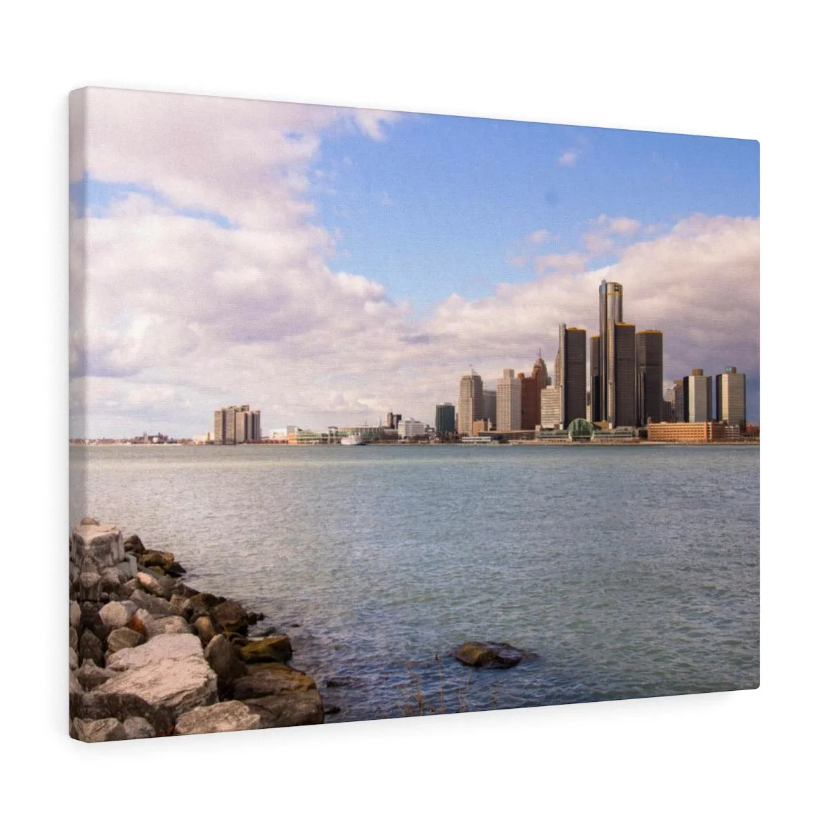 Detroit River View Daytime Premium Wall Canvas