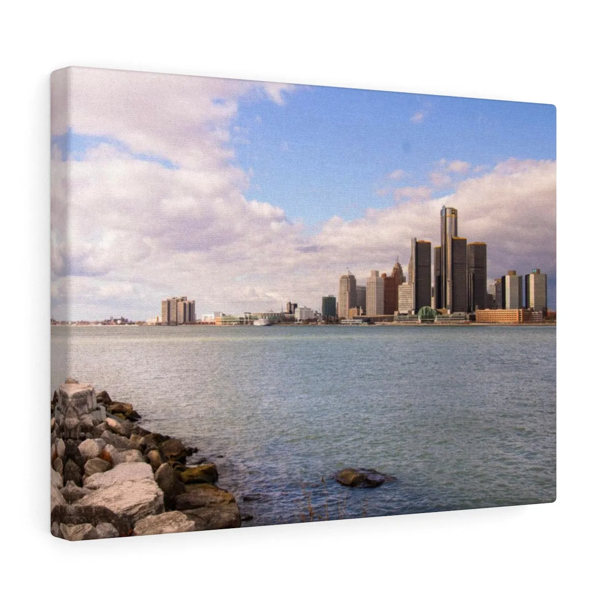 Detroit River View Daytime Premium Wall Canvas