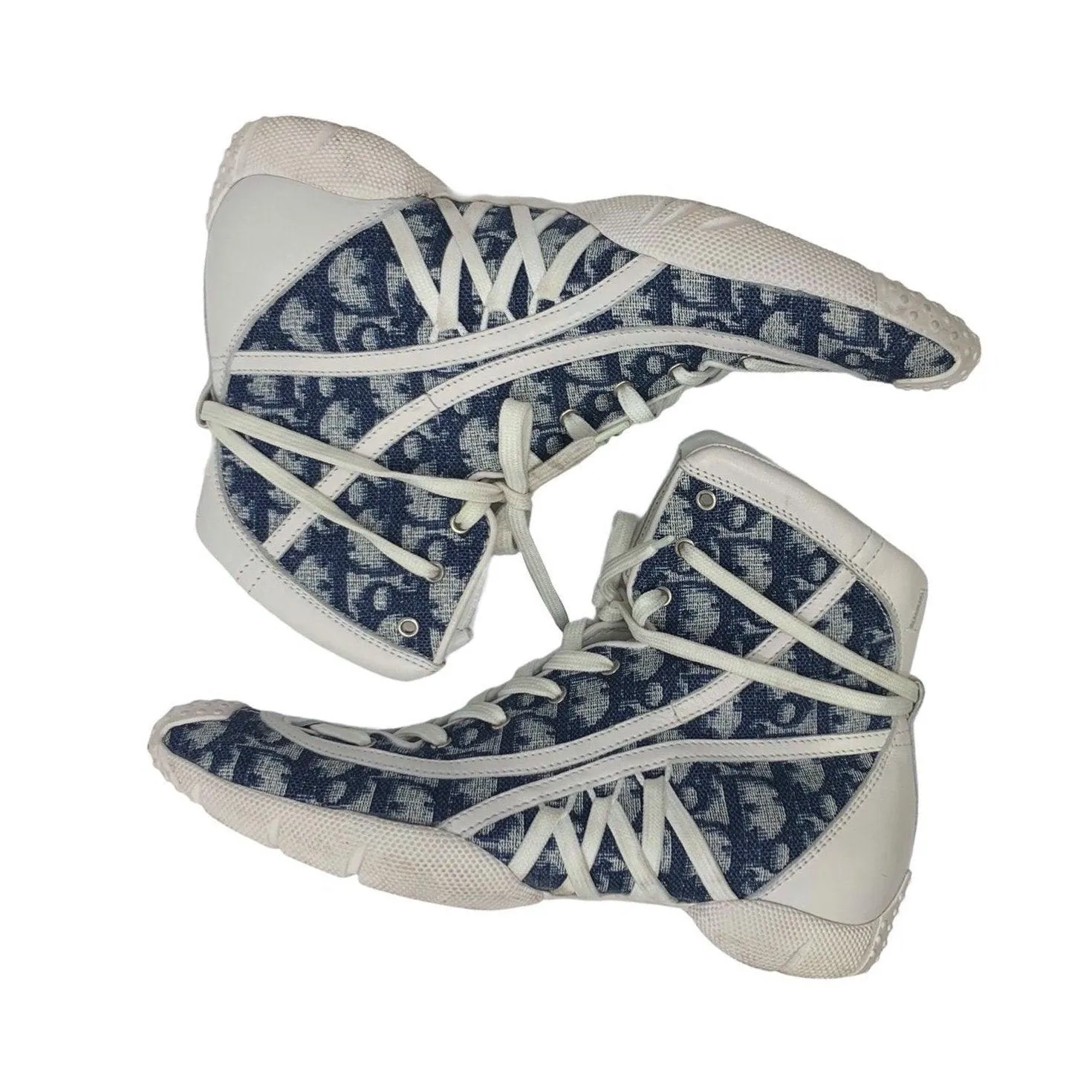 Dior Blue Logo Hightop Sneakers