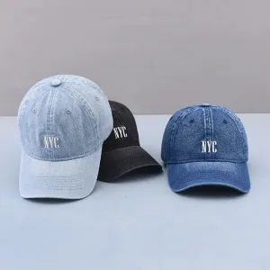 Embroidered Washed Cotton Dad Cap - Retro Embroidered Jean Baseball Cap