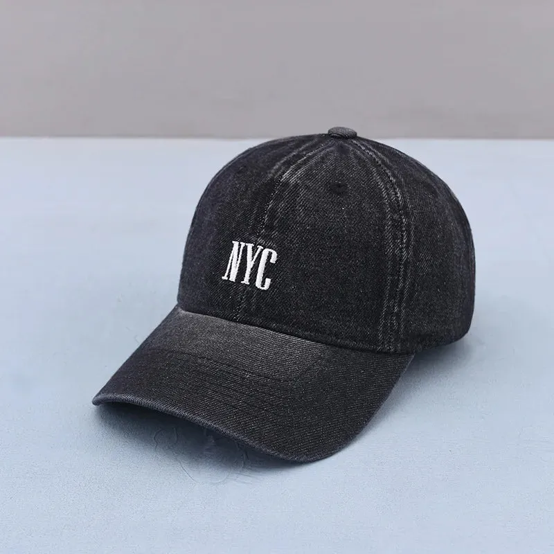 Embroidered Washed Cotton Dad Cap - Retro Embroidered Jean Baseball Cap