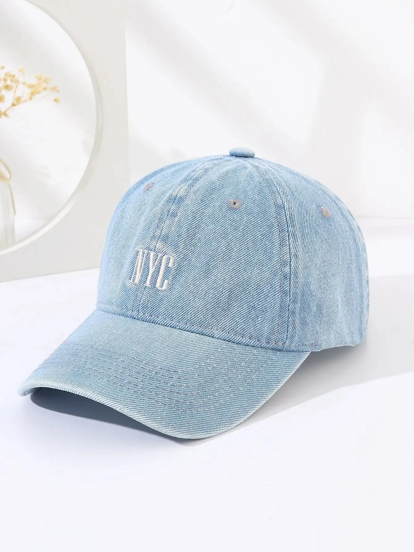 Embroidered Washed Cotton Dad Cap - Retro Embroidered Jean Baseball Cap