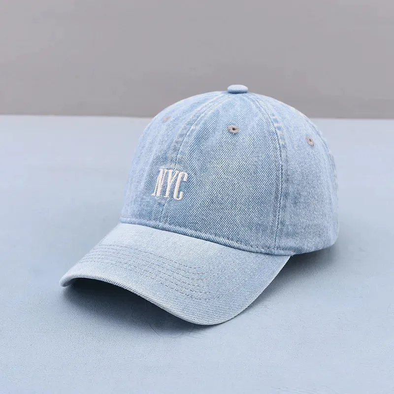 Embroidered Washed Cotton Dad Cap - Retro Embroidered Jean Baseball Cap