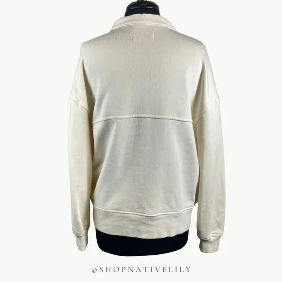 Everlane Women's Organic Cotton Varisty Button Cardigan Sz Medium, Canvas Cream