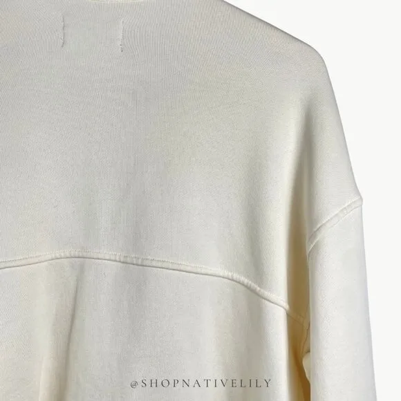 Everlane Women's Organic Cotton Varisty Button Cardigan Sz Medium, Canvas Cream