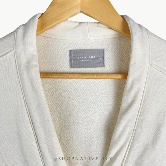 Everlane Women's Organic Cotton Varisty Button Cardigan Sz Medium, Canvas Cream
