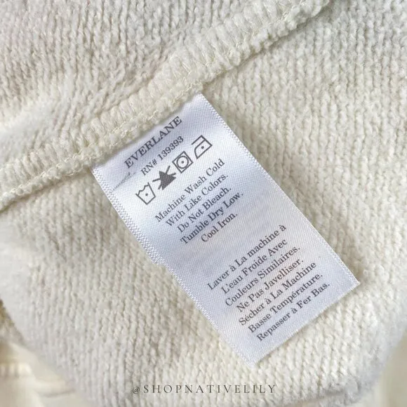 Everlane Women's Organic Cotton Varisty Button Cardigan Sz Medium, Canvas Cream
