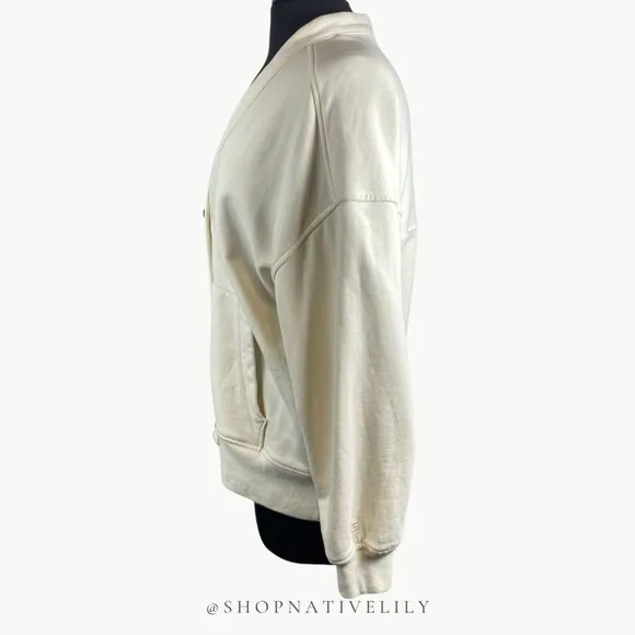 Everlane Women's Organic Cotton Varisty Button Cardigan Sz Medium, Canvas Cream