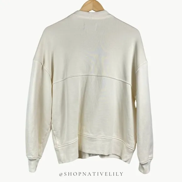 Everlane Women's Organic Cotton Varisty Button Cardigan Sz Medium, Canvas Cream