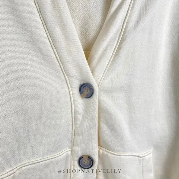 Everlane Women's Organic Cotton Varisty Button Cardigan Sz Medium, Canvas Cream