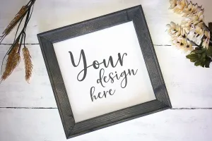 Farmhouse Gray Frame Wood Sign Mockup