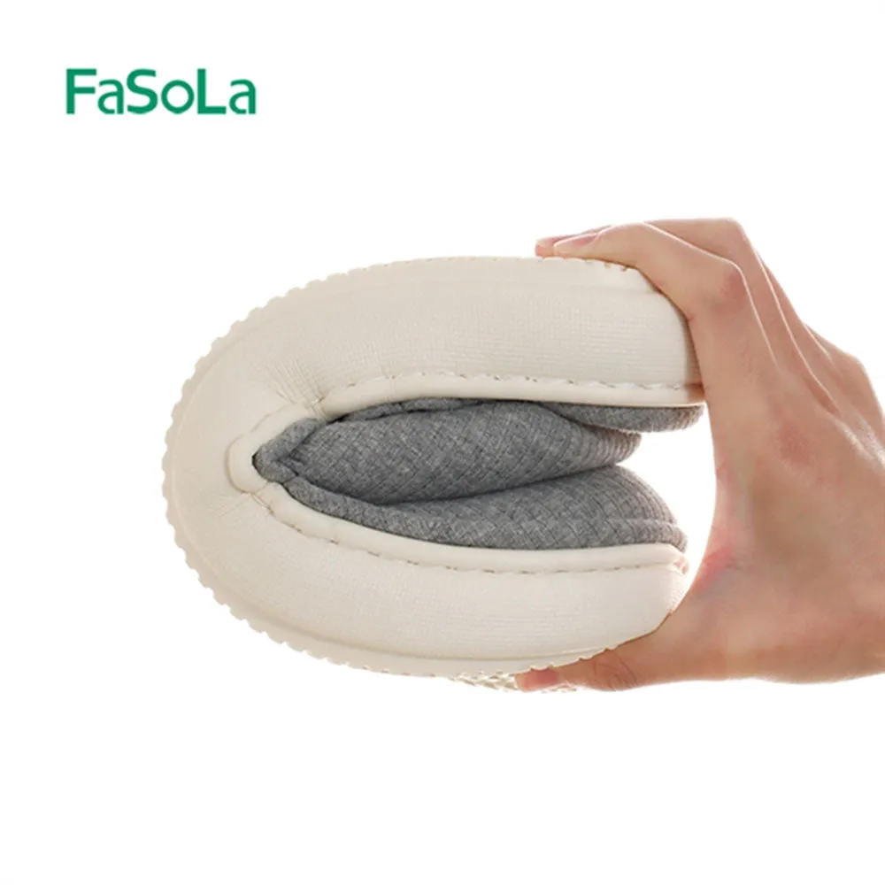 FaSoLa EVA Thick Sole Cotton Slippers - Dark Gray, Size 42/43