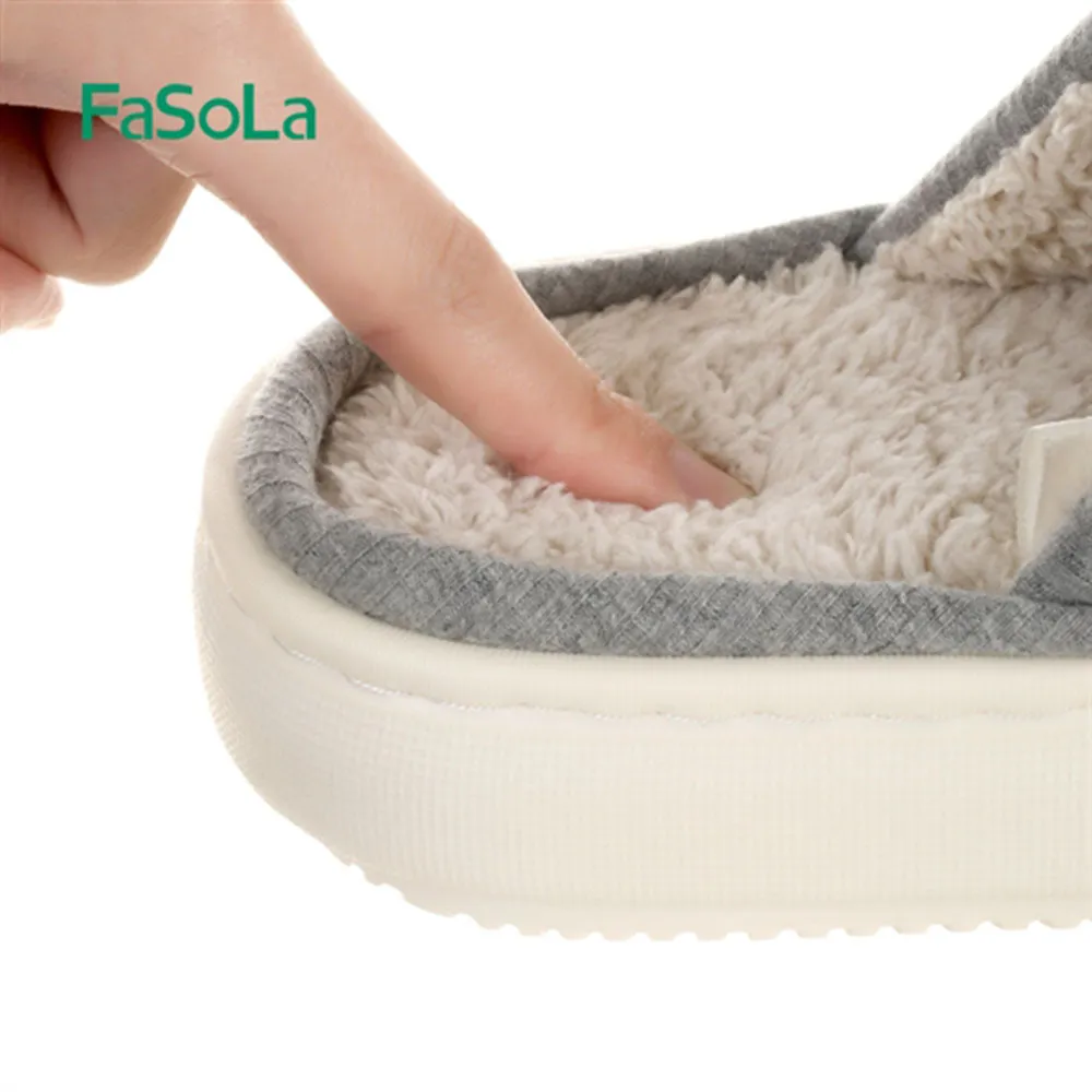 FaSoLa EVA Thick Sole Cotton Slippers - Dark Gray, Size 42/43
