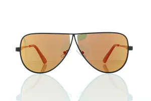 Flat Black Tear Drop Aviator Sunglasses with Orange Lens 100% UV400
