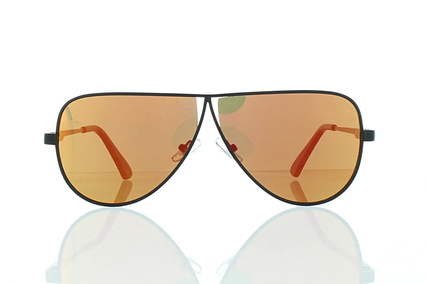 Flat Black Tear Drop Aviator Sunglasses with Orange Lens 100% UV400