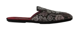 Floral Jacquard Suede Slides Slippers