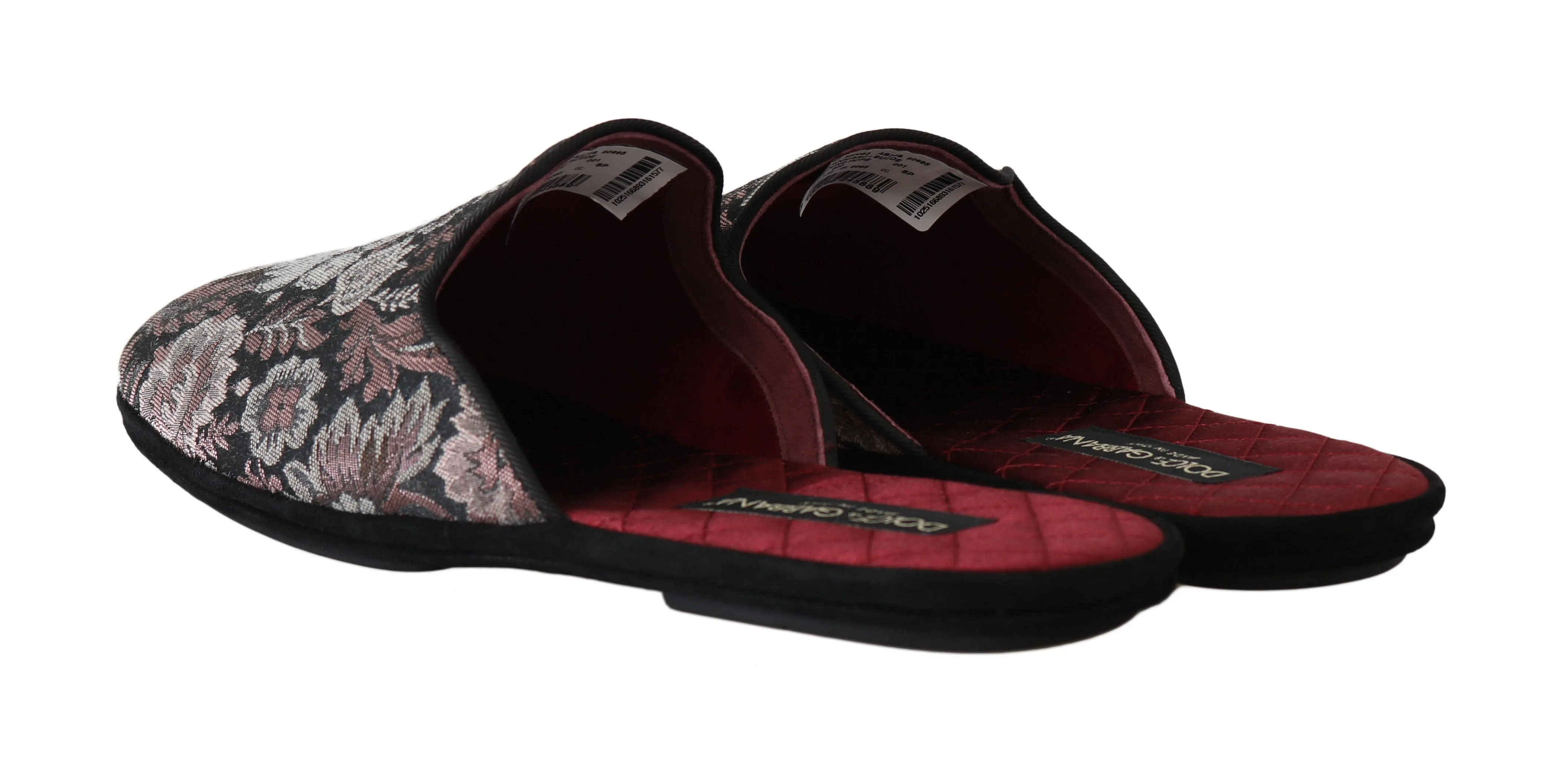 Floral Jacquard Suede Slides Slippers