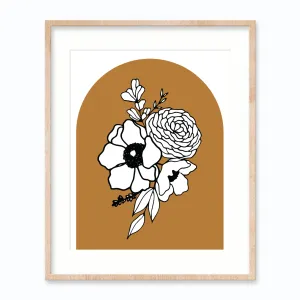 Florals on Ochre - Art Print