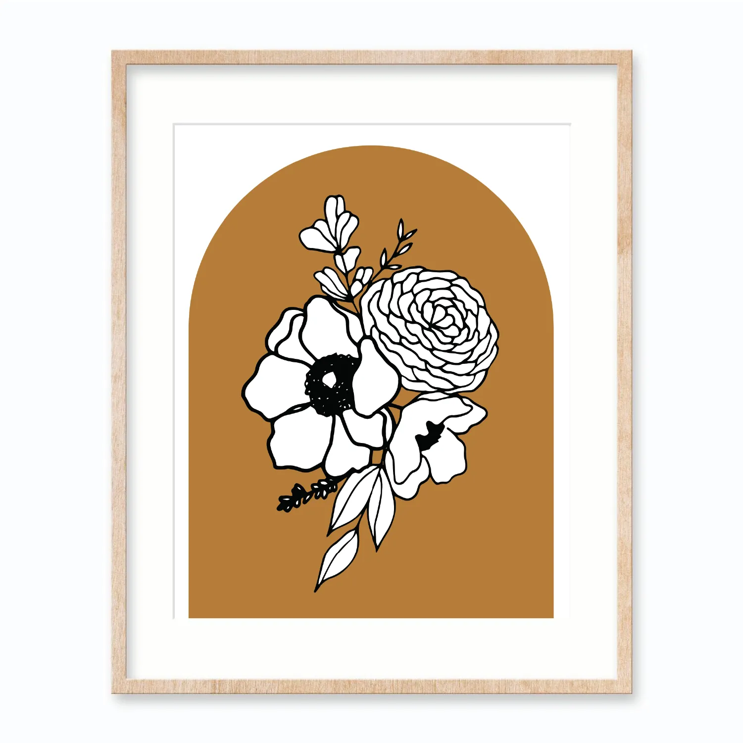 Florals on Ochre - Art Print