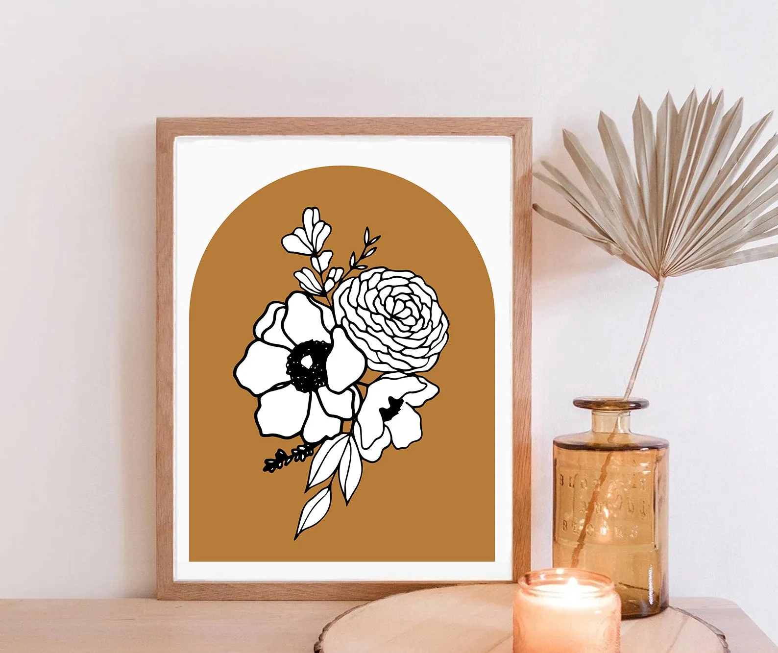 Florals on Ochre - Art Print