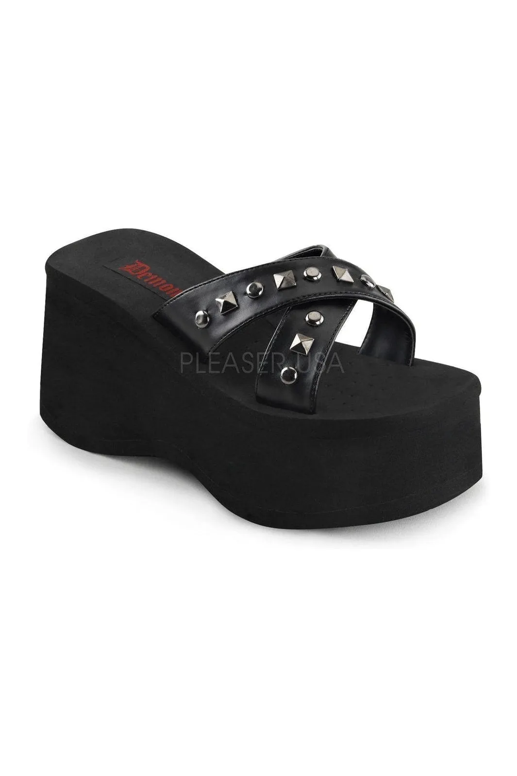 FUNN-29 Sandal | Black Faux Leather