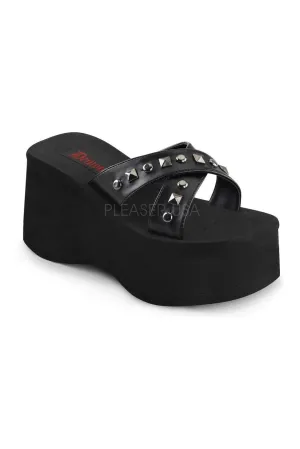 FUNN-29 Sandal | Black Faux Leather