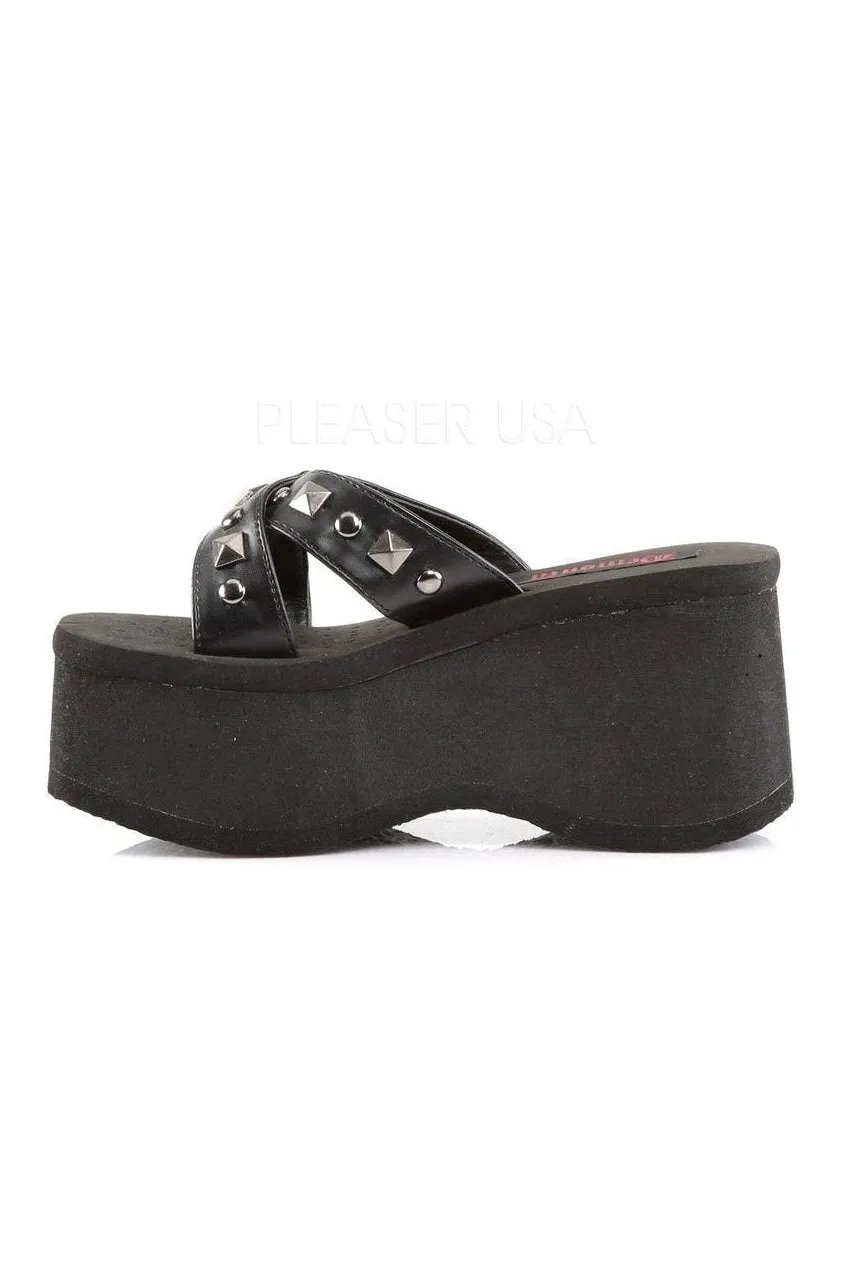 FUNN-29 Sandal | Black Faux Leather