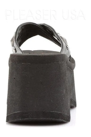 FUNN-29 Sandal | Black Faux Leather