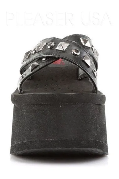 FUNN-29 Sandal | Black Faux Leather