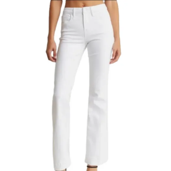 Good American Good Flare Jeans White Size 18 NWOT 70s 90s Retro Boho Stretch